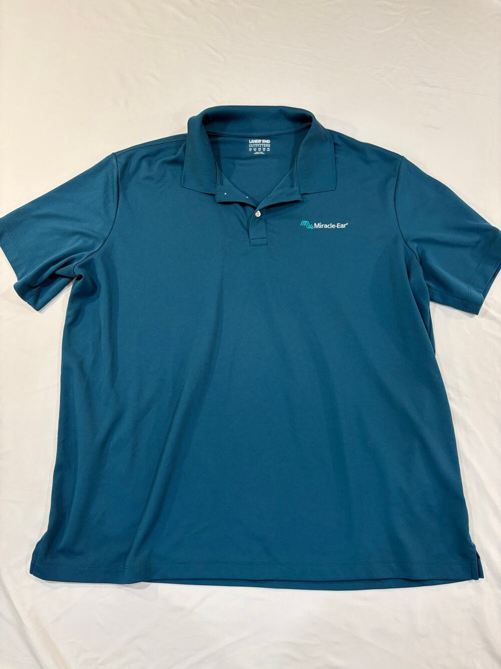 Miracle Ear Lands End Outfitters Teal Blue Polo Shirt Size XXL